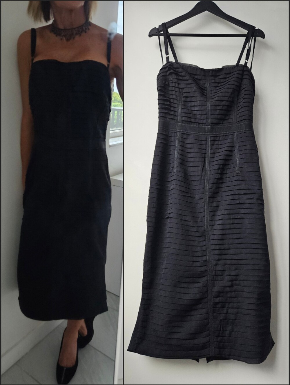 D & G Dolce & Gabbana Silk Pintuck Verticle Pleated Pleated Bustier Midi Dress